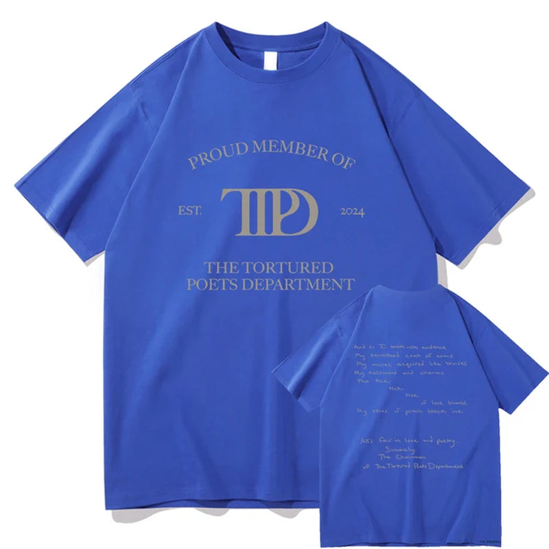 2024 New Album the Tortured Poets Department T Shirt Fashion Men Harajuku Vintage T-Shirt Unisex High Quality Cotton Tees Shirts