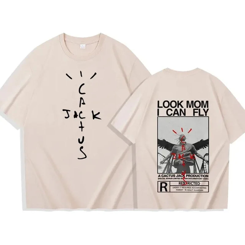 Travis Look Mom I Can Fly T-Shirts Men Scott Shirt Unisex Harajuku O-Neck Pure Cotton Tops Short Sleeve Shirts Free Shipping