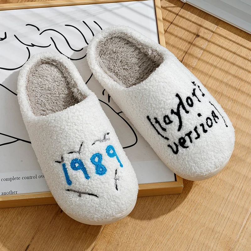 1989 Taylor'S Style Home Women'S Slippers Fuzzy Comfy Flat Taylor Swift Version Swifties Seagull Funny Shoes Gift for Her