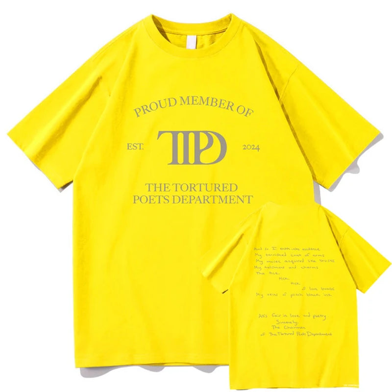 2024 New Album the Tortured Poets Department T Shirt Fashion Men Harajuku Vintage T-Shirt Unisex High Quality Cotton Tees Shirts