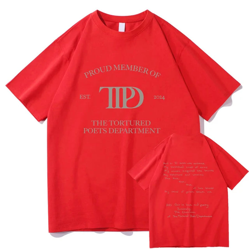 2024 New Album the Tortured Poets Department T Shirt Fashion Men Harajuku Vintage T-Shirt Unisex High Quality Cotton Tees Shirts