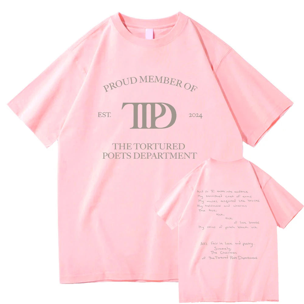 2024 New Album the Tortured Poets Department T Shirt Fashion Men Harajuku Vintage T-Shirt Unisex High Quality Cotton Tees Shirts